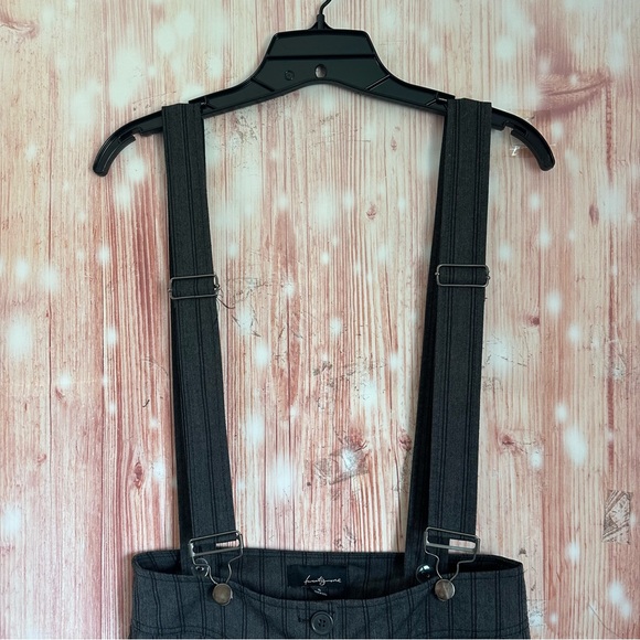 Vintage Y2K Forever 21 Gray Pinstripe Wide Leg Suspender Dress Pants - Picture 2 of 14